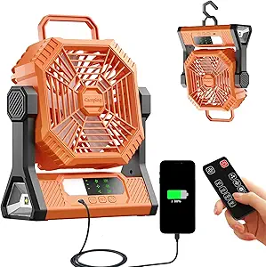 Photo 1 of VVU&CCO Table Fan Portable Fan for Camping with LED Lantern,10000mAh Rechargeable Battery,30H Runtime,USB-C Fast Charging,3 Speeds Strong Airflow,Cordless for Travel Barbecue Home Office Tent Desk