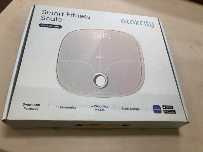Photo 1 of Etekcity Smart Rechargeable Scale for Body Weight, BMI, Fat, Muscle Mass, Digital Bathroom Scale with 13 Metrics, Secret Mode, Bluetooth Connect to Free Apps, Rainbow White