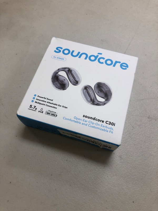 Photo 1 of Soundcore C30i by Anker, Open-Ear Earbuds, Clip-On Headphones, Lightweight Comfort, Stable Fit, Firm-Shell Design, Attachable Ear Grips, Big Drivers for Clear Audio, 30H Play, IPX4 Water-Resistant