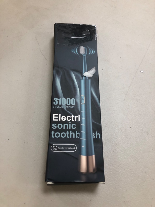 Photo 1 of AJELU USB Rechargeable Sonic Electric Toothbrush for Adults, Powered Motor High Vibration Teeth & Gum Care, Soft Dupont Brush Heads, 2 Minutes Timer 5 Modes, Green