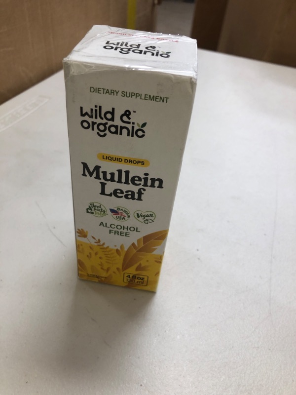 Photo 1 of Wild & Organic Mullein Tincture - Lung Cleanse and Detox - Liquid Mullein Leaf Extract for Lungs with Echinacea - Verbascum Thapsus Drops - Vegan, Sugar & Alcohol-Free Supplement - 4 fl oz