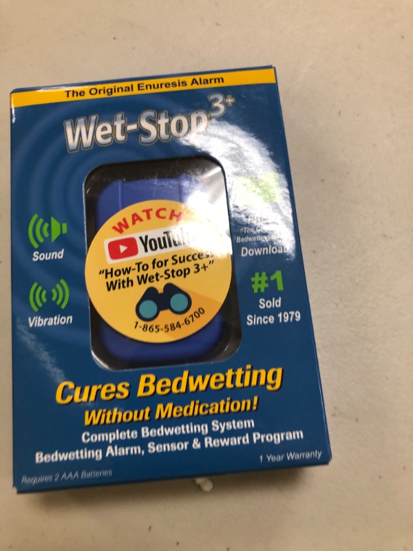 Photo 1 of Wet-Stop 3 Blue Bedwetting Enuresis Alarm with Loud Sound and Strong Vibration for Boys or Girls, Proven Solution for Bedwetters