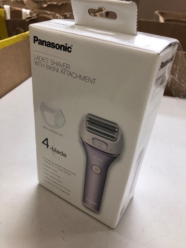 Photo 1 of Panasonic Electric Shaver for Women, Cordless 4-Blade Shaver, Bikini Attachment, Pop-Up Trimmer, Wet Dry Operation - ES-AWL8AV (Purple)