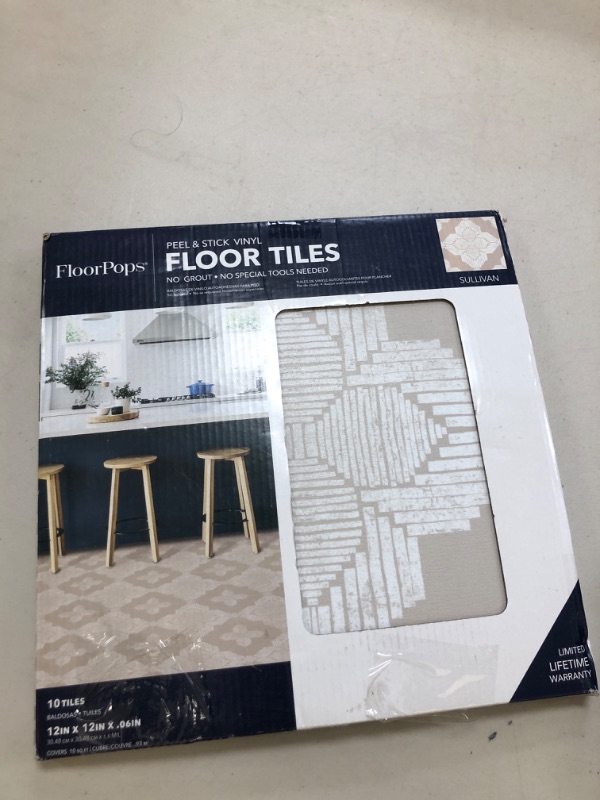 Photo 1 of FloorPops Sullivan Peel & Stick Floor Tiles, Cream