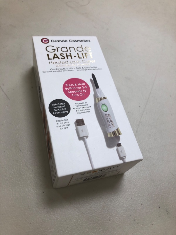 Photo 1 of Grande Cosmetics LASH-LIFT Heated Lash Curler - Rechargeable, Travel-Friendly, with 2 Heat Settings - White