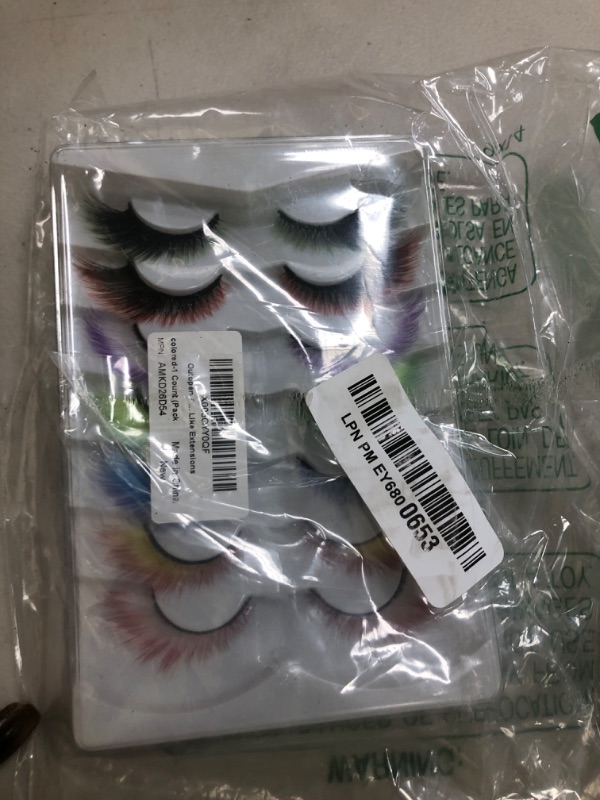 Photo 1 of Outopen 7 Pairs Angel Colored Lashes Fluffy Wispy Winged False Eyelashes Halloween Cosplay Makeup Colorful Eye Lashes Like Extensions