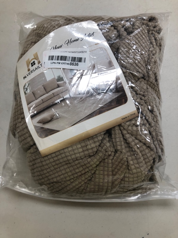 Photo 1 of H.VERSAILTEX Super Stretch Individual Seat Cushion Covers Sofa Covers Couch Cushion Cover Slipcover Sets Thick Jacquard Textured Twill Fabric (3 Piece XL Sofa Cushion Covers, Sand)