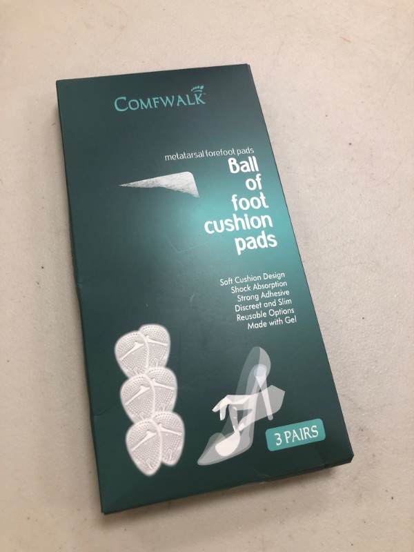 Photo 1 of COMFWALK Metatarsal Pads 3 Pairs - Ball of Foot Cushion - Soft Cushion Design - Shock Absorbing - Anti-Slip Strong Adhesive - High Heel Pain Relief - (Clear)