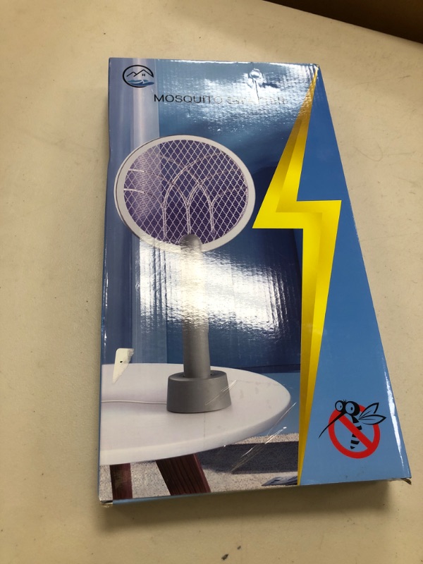 Photo 1 of Electric Fly Swatter Racket, Mosiller 2 in 1 Smart Bug Zapper & Power Take Off Generators with USB Rechargeable Base, Powerful Mosquitoes Trap Lamp & Fly Killer for Home, Bedroom (Light Grey?1 Pack?)