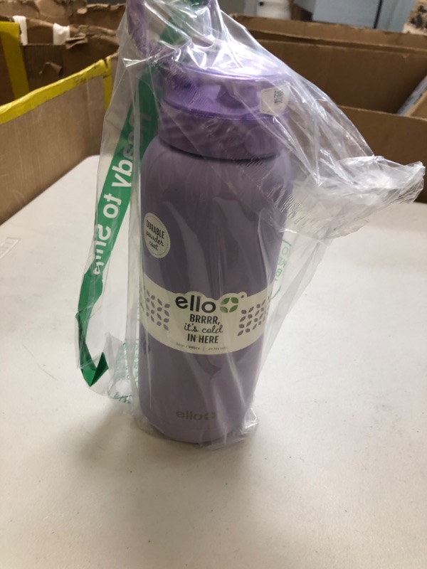 Photo 1 of Ello Cooper 32oz Stainless Steel Water Bottle with Straw and Carry Handle, Double Walled and Vacuum Insulated Metal, Leak Proof Locking Lid with Soft Silicone Spout, Reusable, BPA Free, Lilac