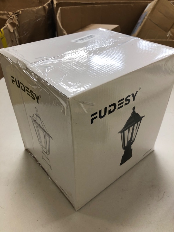 Photo 1 of FUDESY Outdoor Post Light, Outdoor White Lamp Post Light Fixture with Pier Mount Base, Waterproof Pole Light Fixture with E26 Socket, Exterior Lamp Post Lantern for Garden Yard Patio Pathway