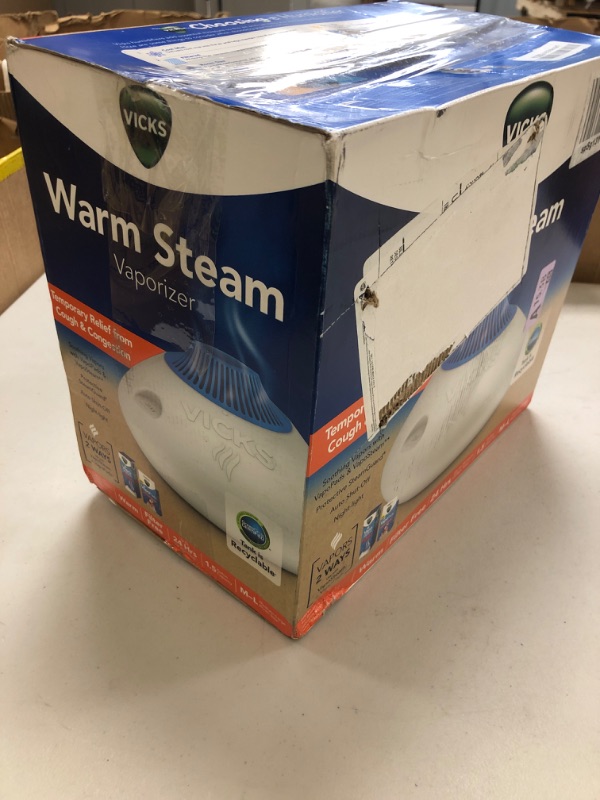 Photo 1 of Vicks Warm Steam Vaporizer, Small to Medium Rooms, 1.5 Gallon Tank – Warm Mist Humidifier for Baby and Kids Rooms with Night Light, Works with Vicks VapoPads and VapoSteam