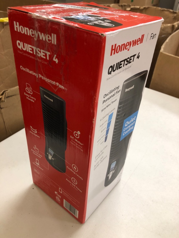 Photo 1 of Honeywell QuietSet Personal Table Fan, Oscillating Personal Desk Fan with Quiet Operation, 4 Levels of Power and Sound, Black, HTF210B