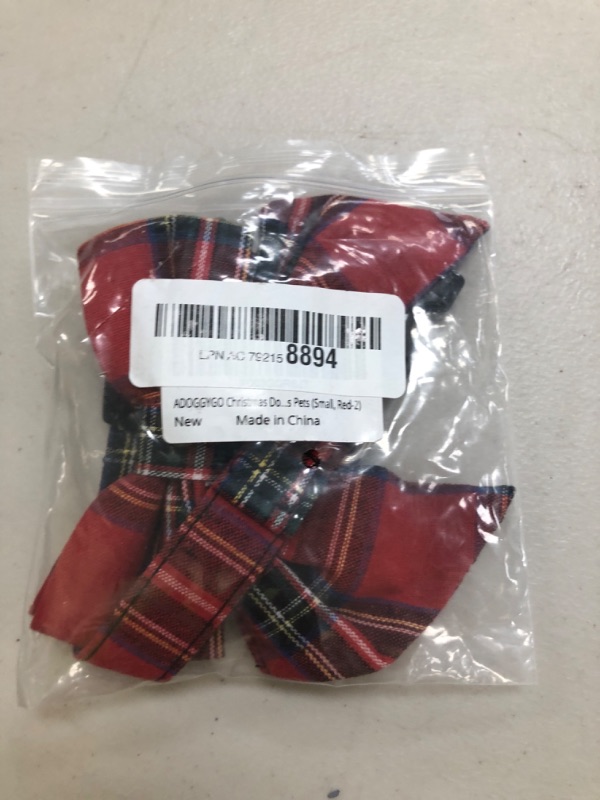 Photo 1 of ADOGGYGO Christmas Dog Collar with Bow, Adjustable Cotton Red Plaid Bowtie Dog Christmas Collars for Small Medium Large Dogs Pets (Small, Xmas)