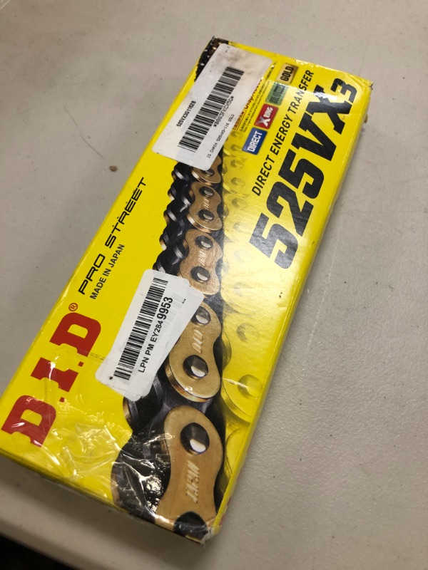 Photo 1 of DID (525VX3G116ZB) Gold 116 Link High Performance VX Series X-Ring Chain with Connecting Link