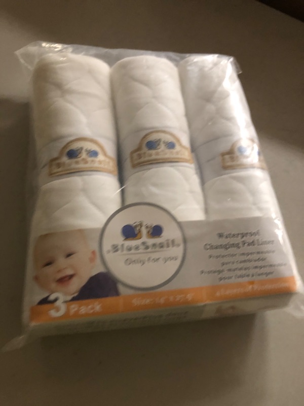 Photo 1 of BlueSnail Quilted Thicker Waterproof Changing Pad Liners,3 Count(Snow White 13” x 27”)