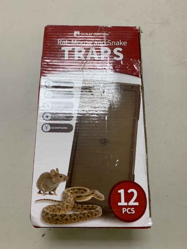 Photo 1 of LULUCATCH Super Glue Traps 12 Pack for Mice & Snakes, Larger, Heavier Sticky Traps with Non-Toxic Glue. Sticky Mouse Traps Indoor, Easy to Set, Pet Safe Pest Control