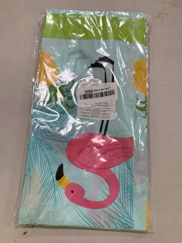 Photo 1 of 3-Pack Flamingo Pattern Tablecloth for Pineapple Themed Birthday Decorations, Plastic Table Cover for Tropical Hawaiian and Flamingo Themed Party Supplies, Summer Pool Party (54x108 Inches)