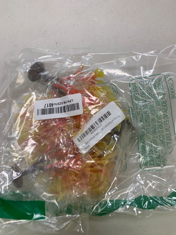 Photo 1 of 4PC Mini Artificial Trees – Autumn-Themed Plastic Plants (Approx. 3"-5.5") for School Projects, Cake Decorating, DIY Crafts & Model Scenery