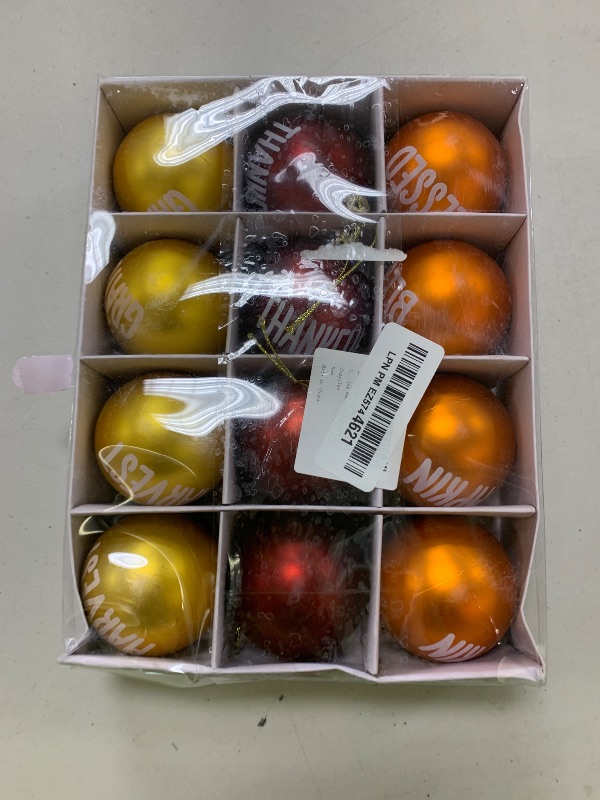 Photo 1 of 12Pcs Thanksgiving Balls Ornaments Fall Plastic Hanging Ball for Home Tree 2.4 Inch Orange Red Golden Ball Ornaments Harvest Trees Decorations for Autumn Blessed Home Tree Party Decor