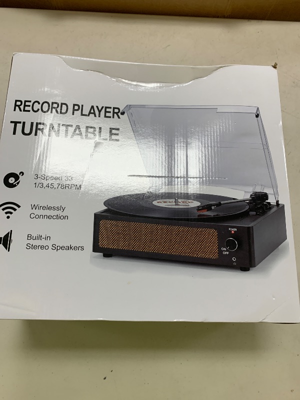 Photo 1 of Vinyl Record Player with Speakers Vintage Turntable for Vinyls Records Belt-Driven Turntables 3-Speed Bluetooth Playback Headphone AUX RCA Line LP Vinyls Players for Sound Enjoyment Retro Brown
