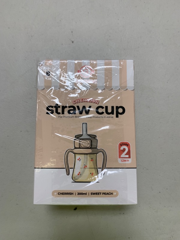 Photo 1 of GROSMIMI Flip Top Spill Proof Sippy Cup, PPSU, BPA Free, 6 oz, Stage 2 Straw for Toddlers (Cherry)