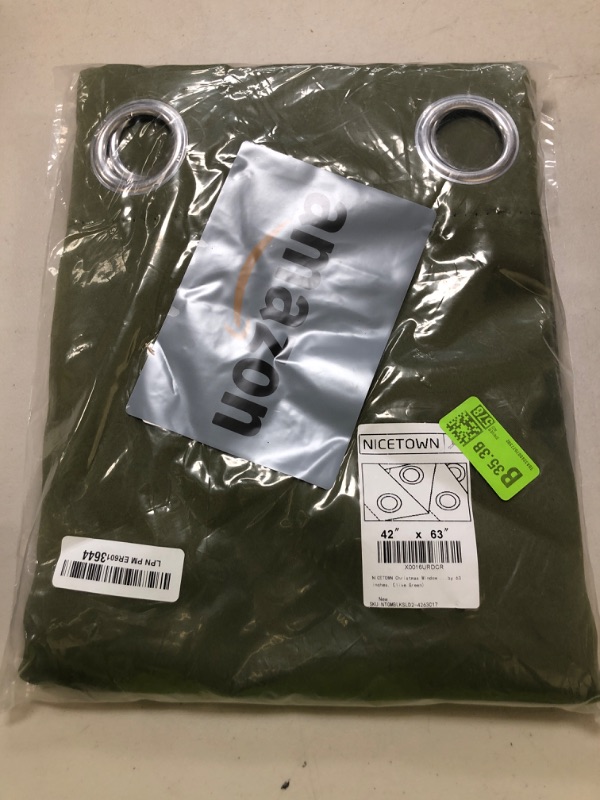 Photo 1 of NICETOWN Christmas Window Decoration Thermal Insulated Solid Grommet Blackout Curtains/Drapes for Living Room (1 Pair, 42 by 63 inches, Olive Green)