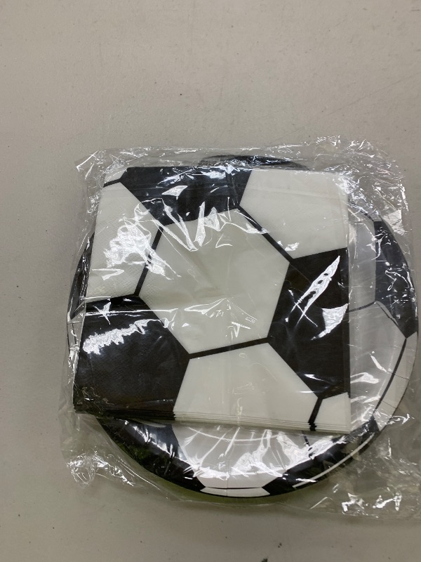 Photo 1 of 40Pcs Soccer Plates and Napkins Party Supplies - Soccer Birthday Party Decorations Tableware Set, Disposable Paper Dinner Plates Napkins for Sport Themed Soccers Parties Table Decor Favors, Serves 20