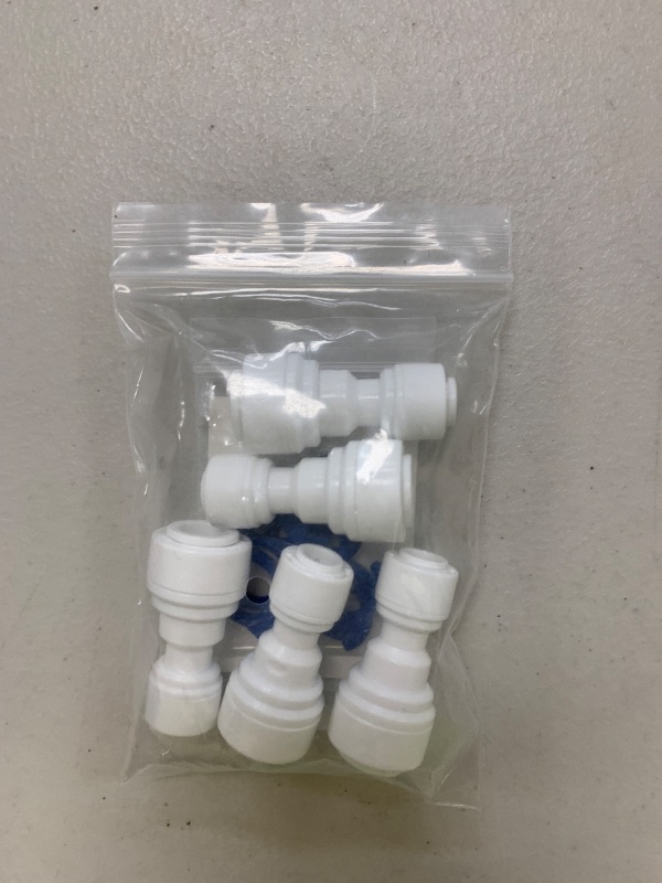 Photo 1 of E-outstanding Quick Straight Connector 5PCS 1/4inch to 3/8inch OD Quick Straight Push Connector Water Tube Pipe Fitting Kit for RO Water Systems Purifiers Filters