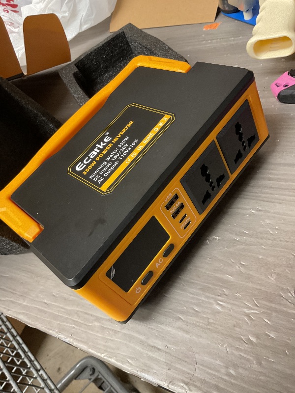 Photo 1 of 350W Power Inverter Compatible with DeWalt 20V Batteries: Ecarke Portable Power Outlet 2 AC Outlets 2 USB Phone Charger 2 Type-C, Generator DC 18V to AC 110V - Battery Adapter LED Light RGB Light
