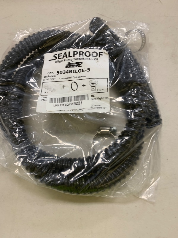 Photo 1 of Bilge Pump Hose 3/4-Inch Dia Plumbing Kit | 5 FT Premium Quality Kinkfree Flexible PVC Hose Made In USA | Includes 2 Hose Clamps and Thru-Hull Fitting