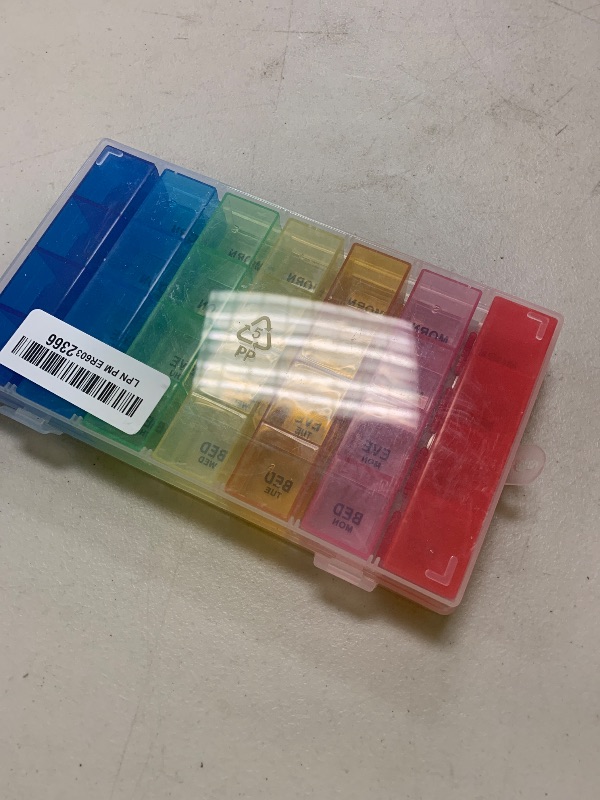 Photo 1 of ZVZM Weekly Pill Organizer 4 Times a Day, Medicine Organizer Box, Travel Daily Pill Box Organizer 7 Day, Pill Case, Pill Container Holder for Hold Vitamins/Fish Oils.