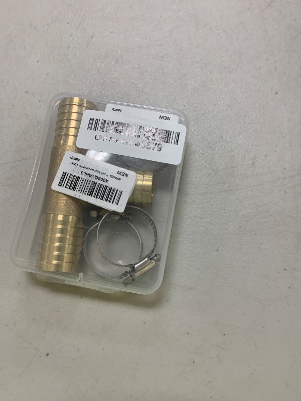 Photo 1 of AOPANDA 1" Brass Barb Tee Fittings T-Shaped 3 Ways Union 1" ID Hose Pipe Fitting for Water/Fuel/Air (Pack of 1) with 3pcs Stainless Steel Pipe Clamp.