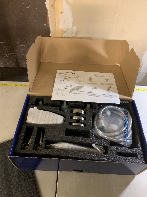 Photo 1 of 3 Handles Shower Faucet Set with Tub Spout Bathtub Shower Faucet Combo Set Shower System Complete Tub and Shower Trim Kit Brushed Nickel Wall Mounted Shower Fixtures