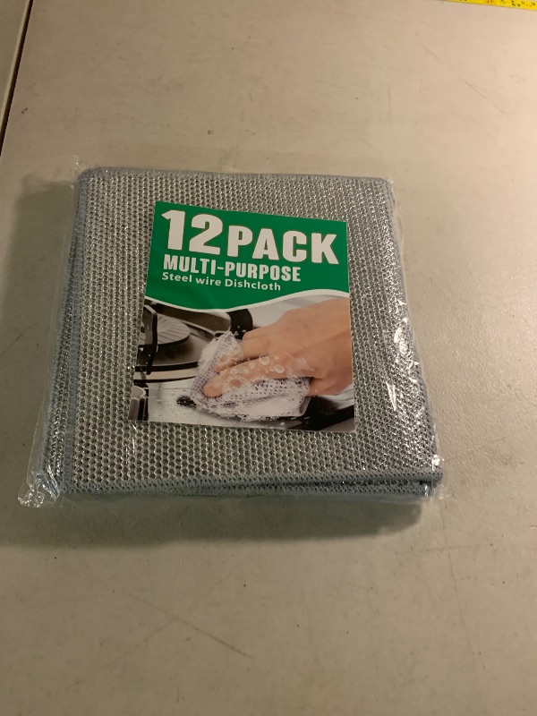 Photo 1 of 12pcs Non Scratch Wire Dishcloth Multipurpose Reuseable 3Layer Steel Wool Cleaning Cloths Wire Dishwashing Rags Miracle Metal Dish Cloth for Kitchen Furniture Office Stoves Cookers Sinks Dishes garage