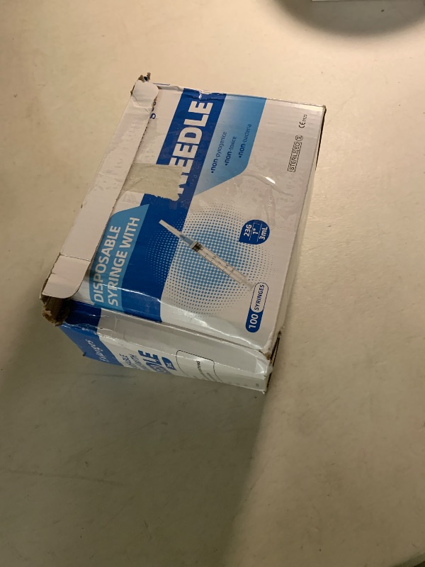 Photo 1 of 100 Pack Disposable 3ml/cc Lab Syringes with 23Ga 1 Inch Needle Luer Lock, Individually Sealed Packed