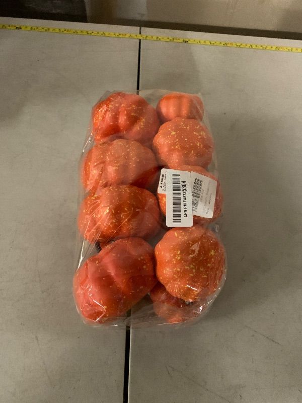 Photo 1 of 12 Pcs Assorted Small Orange Artificial Pumpkins Harvest Decorative Pumpkins Foam Pumpkins for Gifts Farmhouse Fall Thanksgiving Halloween Wedding Table Centerpiece Mantel Shelf Rustic Decor