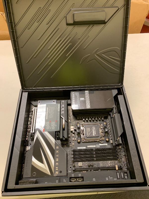 Photo 1 of ASUS ROG Crosshair X870E Extreme AMD X870E AM5 E-ATX Gaming Motherboard – 20+2+2 Power Stages, DDR5, PCIe 5.0, 5X M.2, 5G & 10G LAN, Wi-Fi 7, USB4 Type-C, 5” LCD, AI Overclocking & Networking