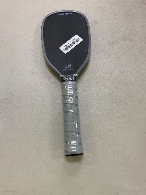Photo 1 of Pickleball Training Paddle -USAPA Approved Pickleball Trainer Practice Paddle, Raw Carbon Fiber Particle Paint Frosted Surface, Extra Long Handle, 16mm Core Sweet Spot Training,Gray