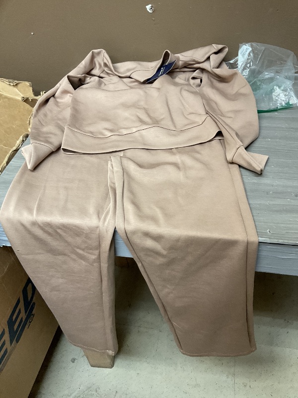 Photo 1 of Sampeel Lounge Sets for Women Two Piece Outfits Casual 2 Piece Sweatsuits Tracksuit Set Womens Fall Fashion 2025 Sweatpants Winter Clothing Mock Neck Sweat Set Loungewear Matching Sets Light Taupe XS