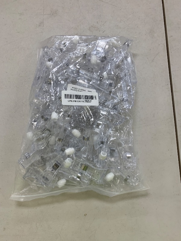 Photo 1 of Clear Sign Clips Merchandise Display 30 Pack Plastic Label Pop Clips on Sign Holder Shelf Double Sided Swivel Price Tag Clips on Clothing Rack Signs Rotatable Menu Clips for Sale Retail Display