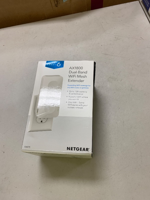 Photo 1 of NETGEAR WiFi 6 Mesh Range Extender (EAX15) - Add up to 1,500 sq. ft., 20 Devices with AX1800 Dual-Band Wireless Signal Booster & Repeater (up to 1.8 Gbps Speed), WPA3 Security, One WiFi Name