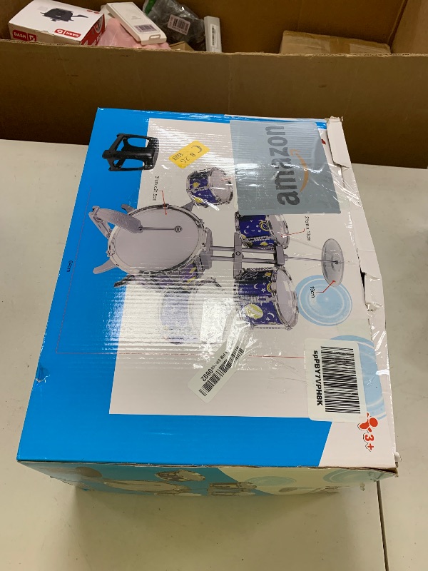 Photo 1 of M SANMERSEN Upgraded Kids Jazz Drum Set Toddler Toy Drum Set with Stool, Plastic Rock Jazz Drum Kit Musical Toys Gift for Boys Girls 1-3 3-5