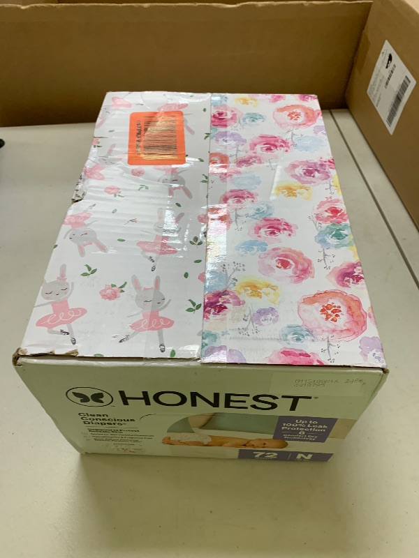Photo 1 of The Honest Company Clean Conscious Diapers for Delicate Skin | Up to 100% Leakproof | Hypoallergenic, Fragrance Free | Girl Prints | Club Box, Size Newborn, 72 Count (Prints May Vary)