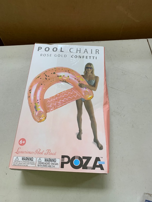 Photo 1 of POZA Inflatable Pool Float Chair - Sparkle Confetti Lounge Inflatable Pool Floats, 2 Built in Cup Holders & Handles, Adult Inflatable Pool Lounger Floating Chair for Beach, Lake & Pool - 48x38 Inch