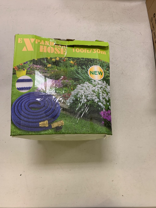 Photo 1 of 100 ft Expandable Garden Hose with 10 Spray Nozzle - 4 -Layer Latex Core - Heavy Duty Superior Strength 3750D - Expanding Water Hose - Extra Strong Brass Connectors/Storage Bag