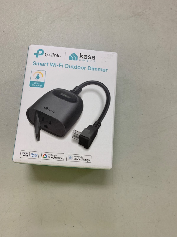 Photo 1 of Kasa Outdoor Smart Dimmer Plug, IP64 Plug- in Dimmer for Outdoor String Lights, Compatible with Alexa, Google Assistant & SmartThings, Long Wi-Fi Range 2.4Ghz, No Hub Required, ETL Certified(KP405)