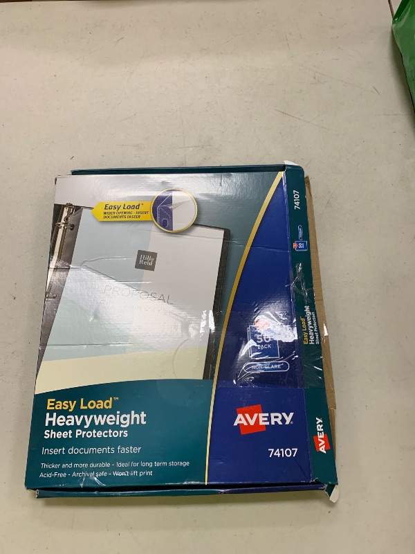 Photo 1 of Avery Clear Heavyweight Sheet Protectors, Non-Glare, Easy Load, 50 Document Protectors (74107)