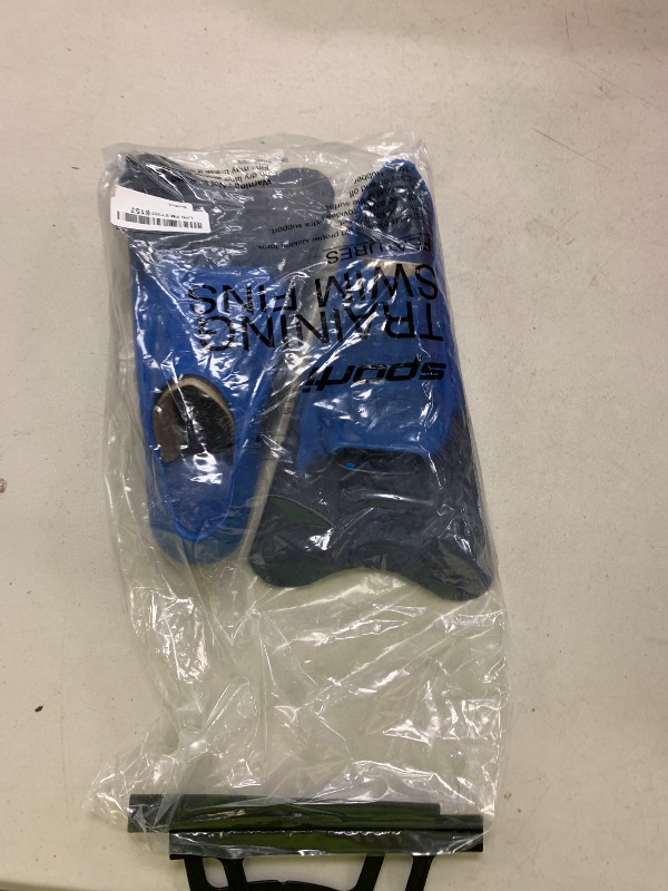 Photo 1 of Sporti Adult-Kids Short Swim Fins, Floating Fin for Swimming & Snorkeling, Swim Flippers for Training - NavyBlue - Youth 3-4 / W 5