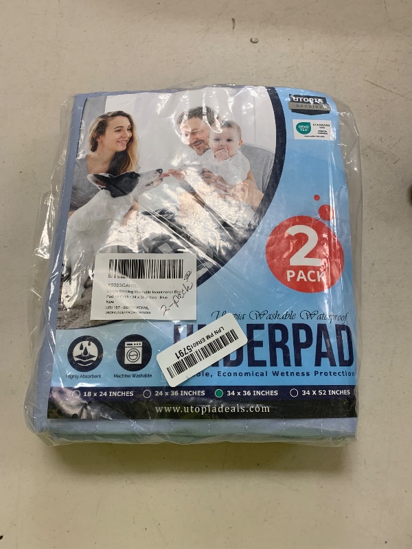 Photo 1 of Utopia Bedding Washable Underpads 34" x 36" (Pack of 4), Waterproof Reusable Heavy Absorbency Incontinence Bed Pads for Adults, Kids, Elderly and Pets, Bedwetting Pads for Sofa and Couch (Blue)